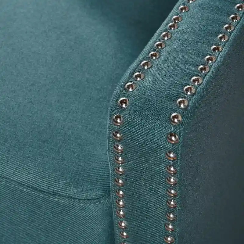 Sillón decorativo tapizado con respaldo alto alado y capitoné, adornos de clavos y respaldo alto reclinable para la sala de estar