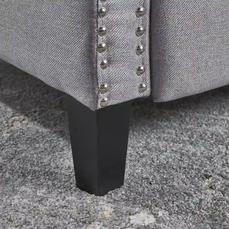 Sillón decorativo tapizado con respaldo alto alado y capitoné, adornos de clavos y respaldo alto reclinable para la sala de estar