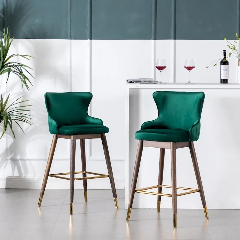 Tabourets de bar à dossier à oreilles recouverts de tissu