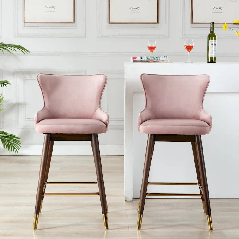 Tabourets de bar à dossier à oreilles recouverts de tissu