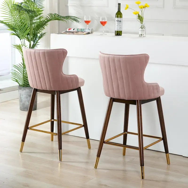 Tabourets de bar à dossier à oreilles recouverts de tissu