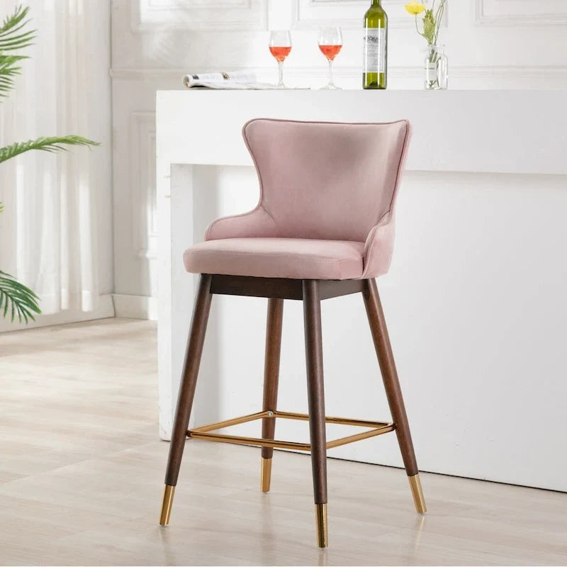 Tabourets de bar à dossier à oreilles recouverts de tissu