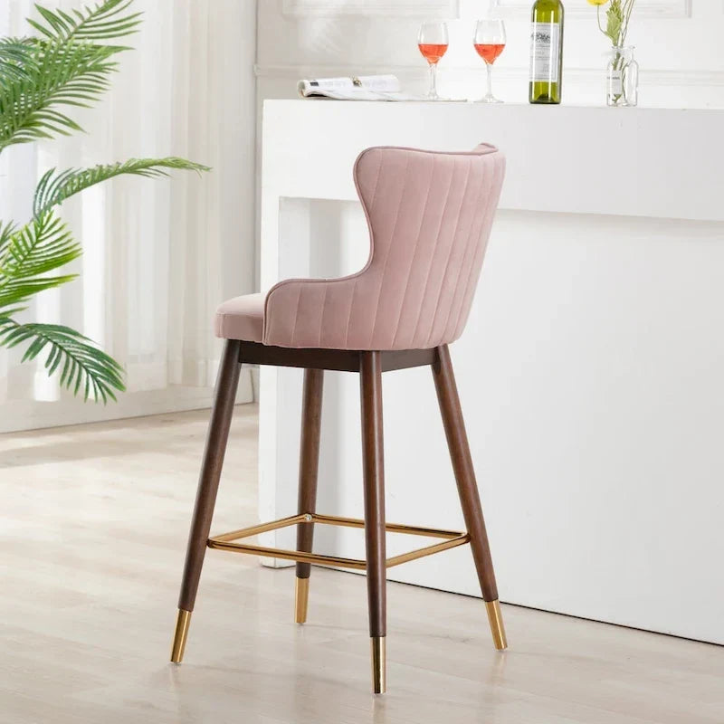 Tabourets de bar à dossier à oreilles recouverts de tissu