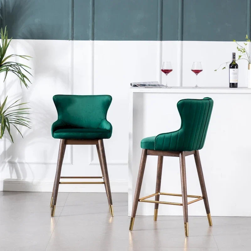 Tabourets de bar à dossier à oreilles recouverts de tissu