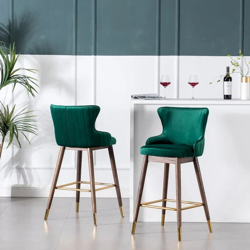 Tabourets de bar à dossier à oreilles recouverts de tissu