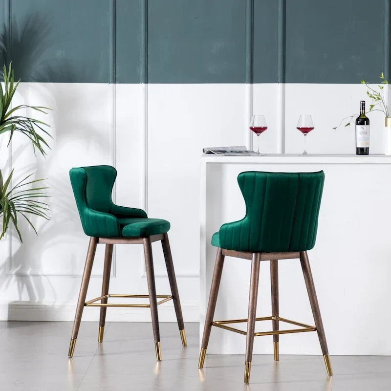 Tabourets de bar à dossier à oreilles recouverts de tissu