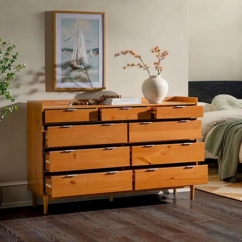 Commode en bois massif avec plateau moderne de style galerie