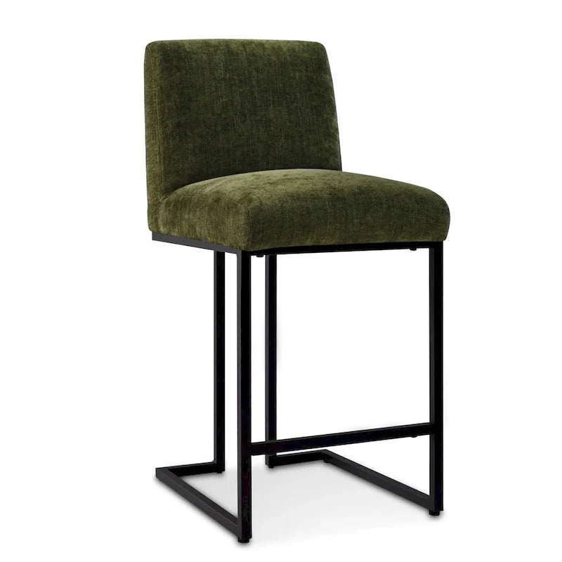 Upholstered Counter Height Bar Stools, Black Metal Frame Bar Chairs