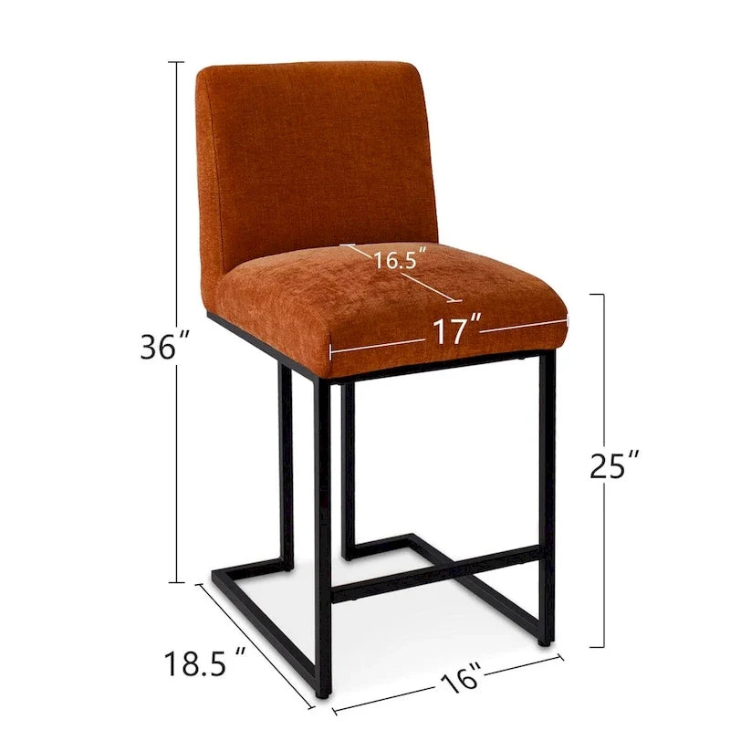 Upholstered Counter Height Bar Stools, Black Metal Frame Bar Chairs