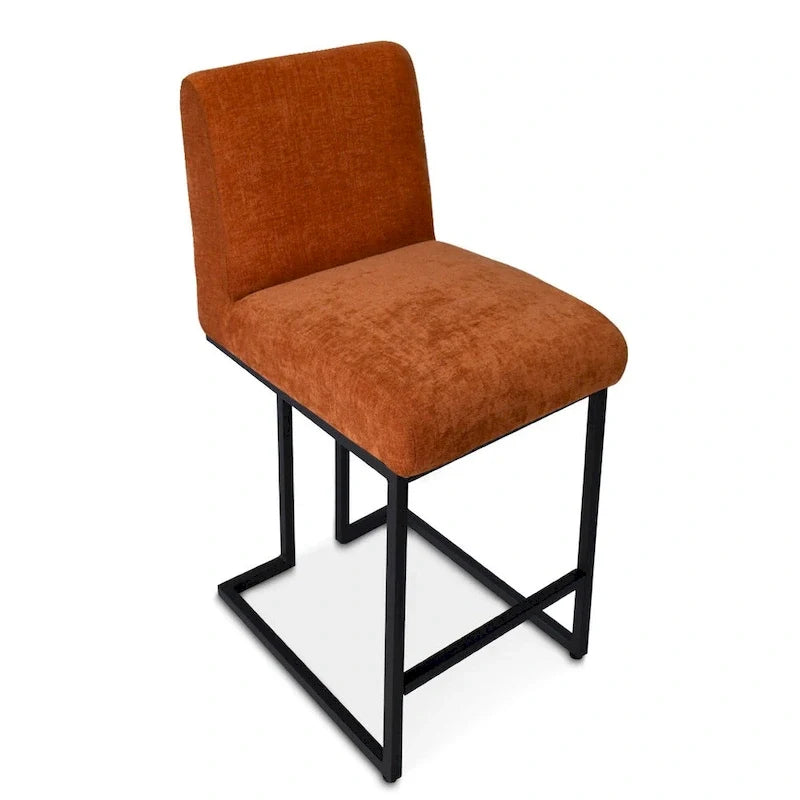Upholstered Counter Height Bar Stools, Black Metal Frame Bar Chairs