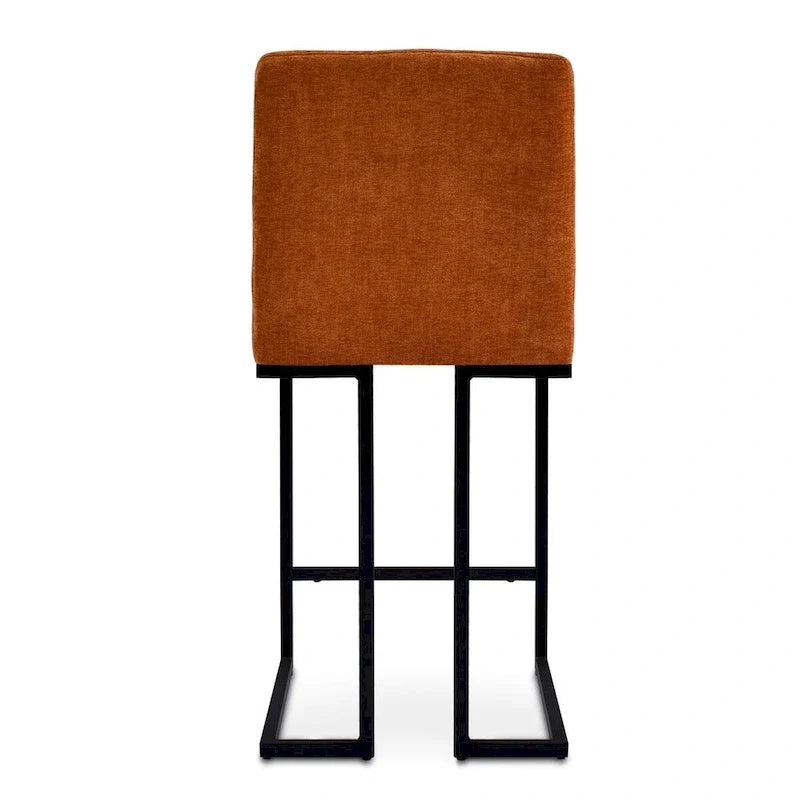 Upholstered Counter Height Bar Stools, Black Metal Frame Bar Chairs