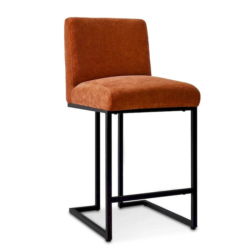 Upholstered Counter Height Bar Stools, Black Metal Frame Bar Chairs