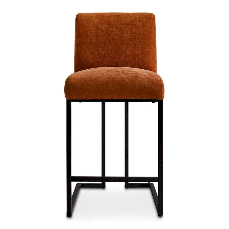 Upholstered Counter Height Bar Stools, Black Metal Frame Bar Chairs