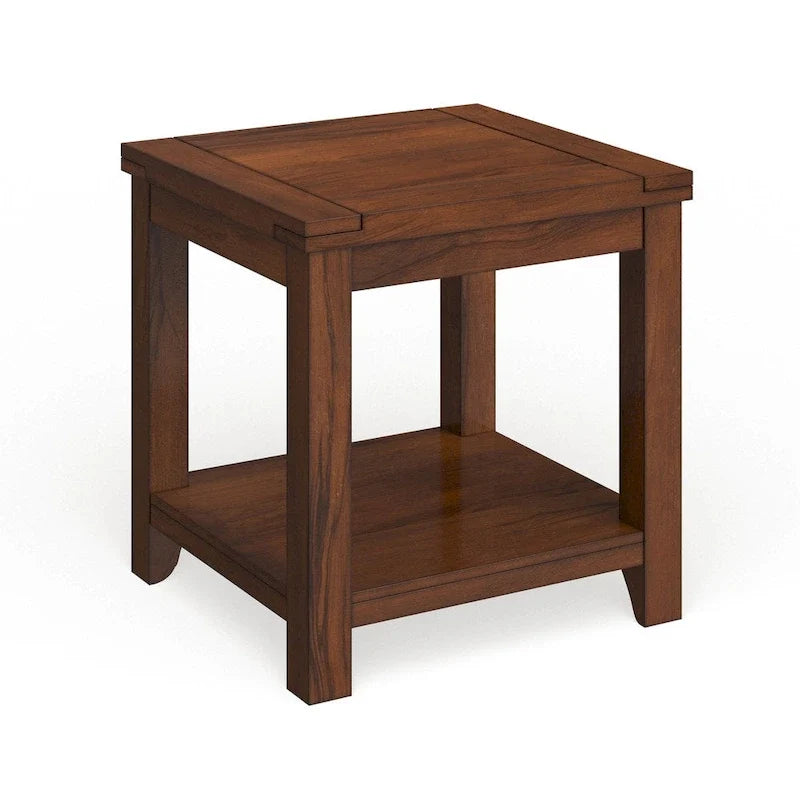Mesa auxiliar de un nivel de madera maciza con acabado cerezo