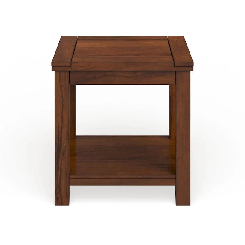 Mesa auxiliar de un nivel de madera maciza con acabado cerezo