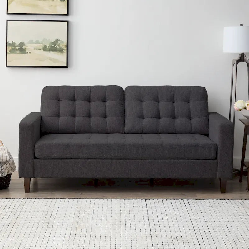 Sofa mit geraden Armlehnen aus Kunstleder/Samt/Stoff