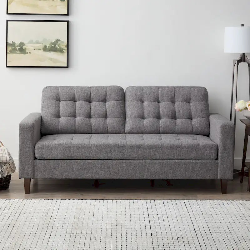 Sofa mit geraden Armlehnen aus Kunstleder/Samt/Stoff