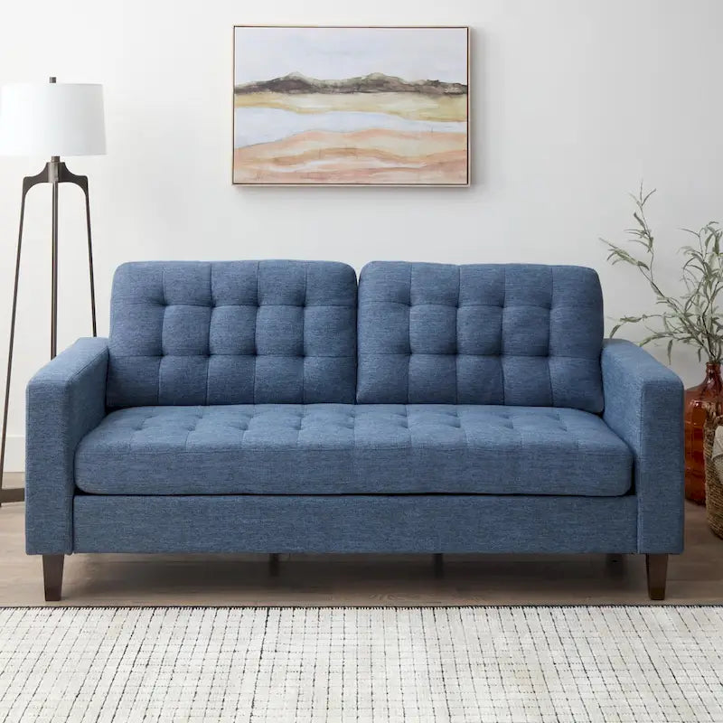 Sofa mit geraden Armlehnen aus Kunstleder/Samt/Stoff