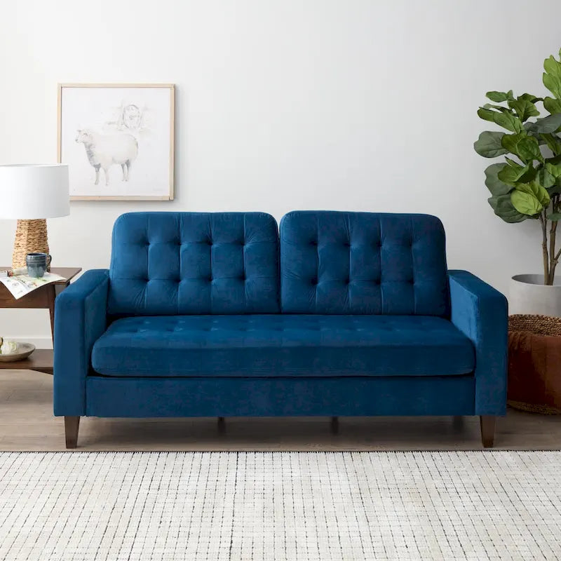Sofa mit geraden Armlehnen aus Kunstleder/Samt/Stoff