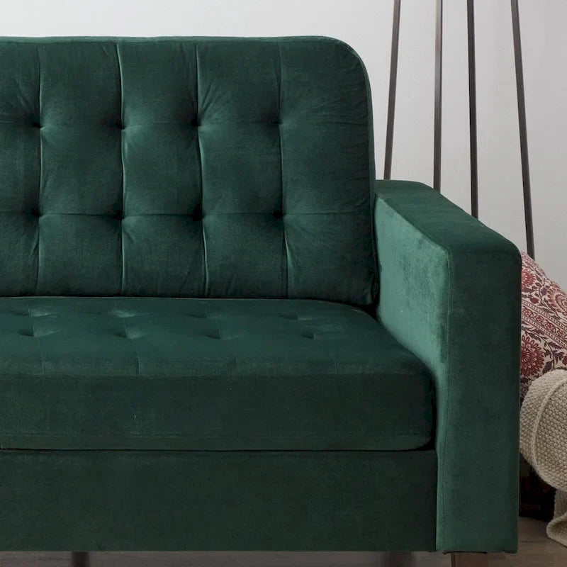Sofa mit geraden Armlehnen aus Kunstleder/Samt/Stoff