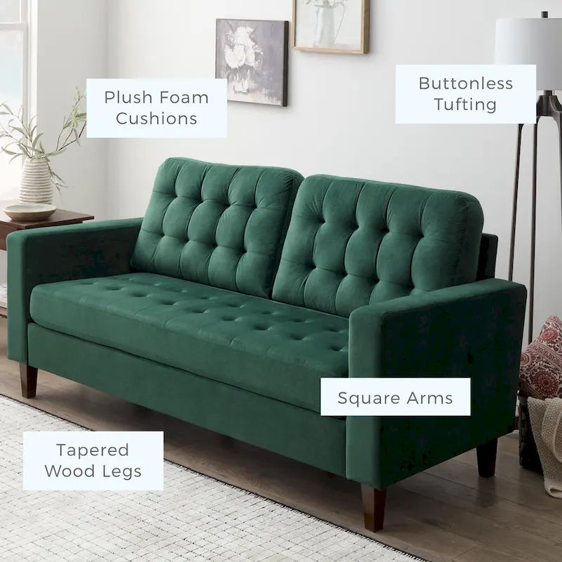 Sofa mit geraden Armlehnen aus Kunstleder/Samt/Stoff