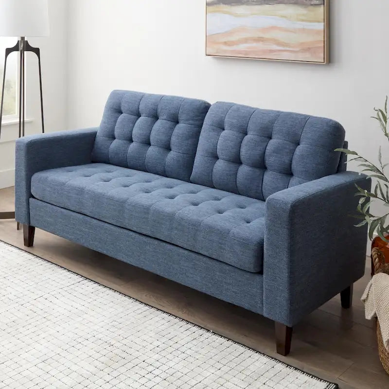 Sofa mit geraden Armlehnen aus Kunstleder/Samt/Stoff