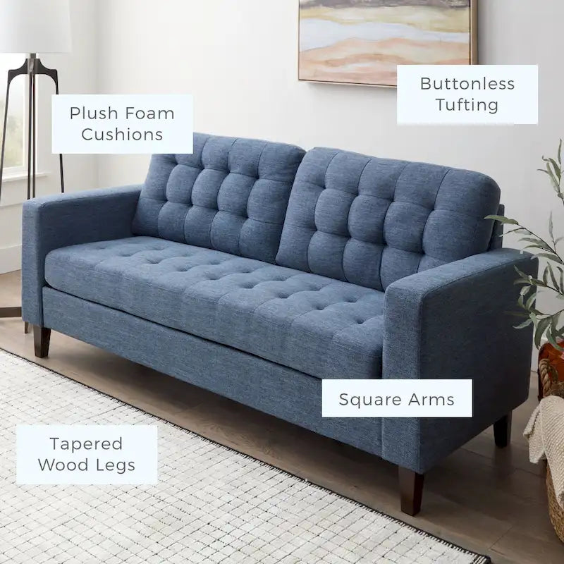 Sofa mit geraden Armlehnen aus Kunstleder/Samt/Stoff