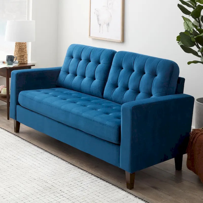 Sofa mit geraden Armlehnen aus Kunstleder/Samt/Stoff