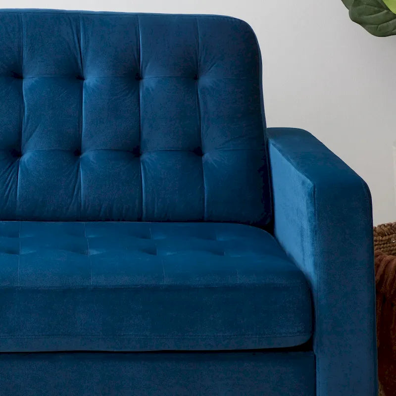 Sofa mit geraden Armlehnen aus Kunstleder/Samt/Stoff
