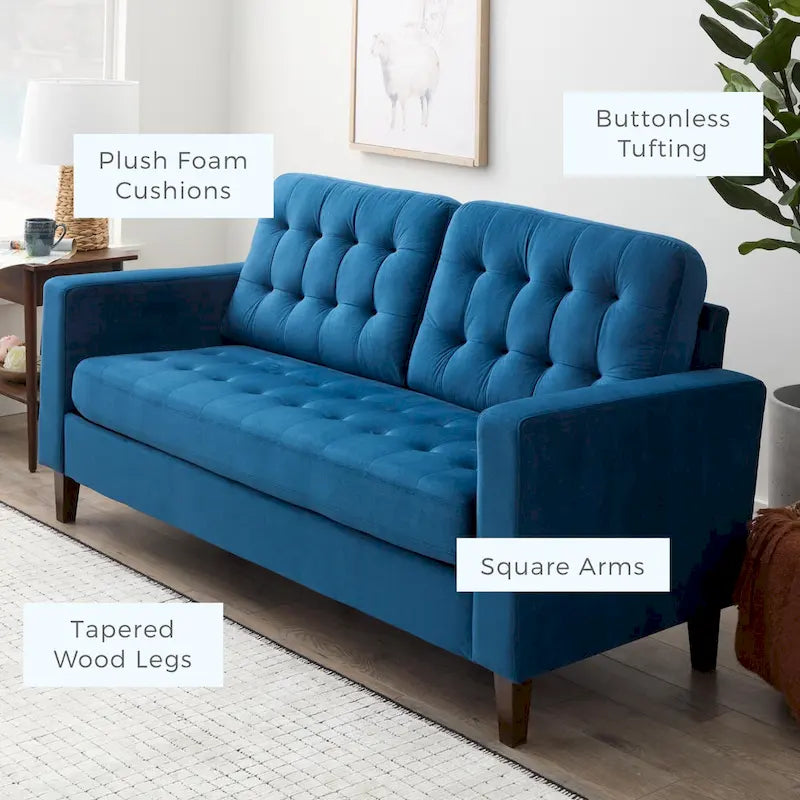 Sofa mit geraden Armlehnen aus Kunstleder/Samt/Stoff