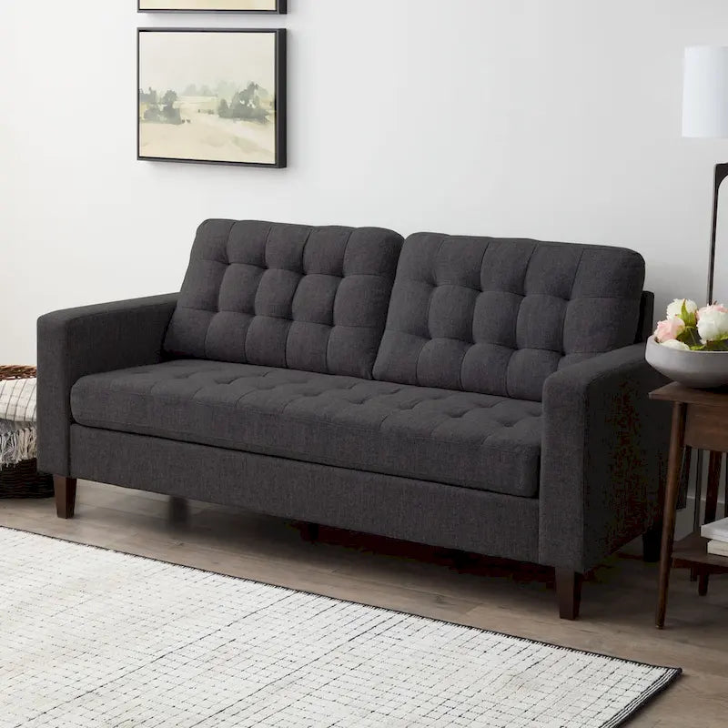 Sofa mit geraden Armlehnen aus Kunstleder/Samt/Stoff