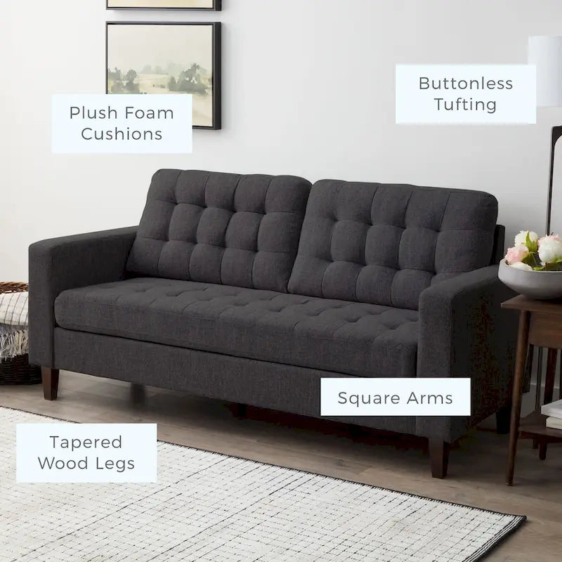 Sofa mit geraden Armlehnen aus Kunstleder/Samt/Stoff