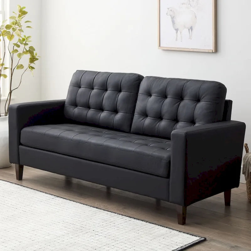 Sofa mit geraden Armlehnen aus Kunstleder/Samt/Stoff