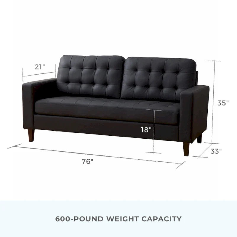 Sofa mit geraden Armlehnen aus Kunstleder/Samt/Stoff
