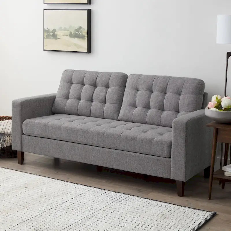 Sofa mit geraden Armlehnen aus Kunstleder/Samt/Stoff