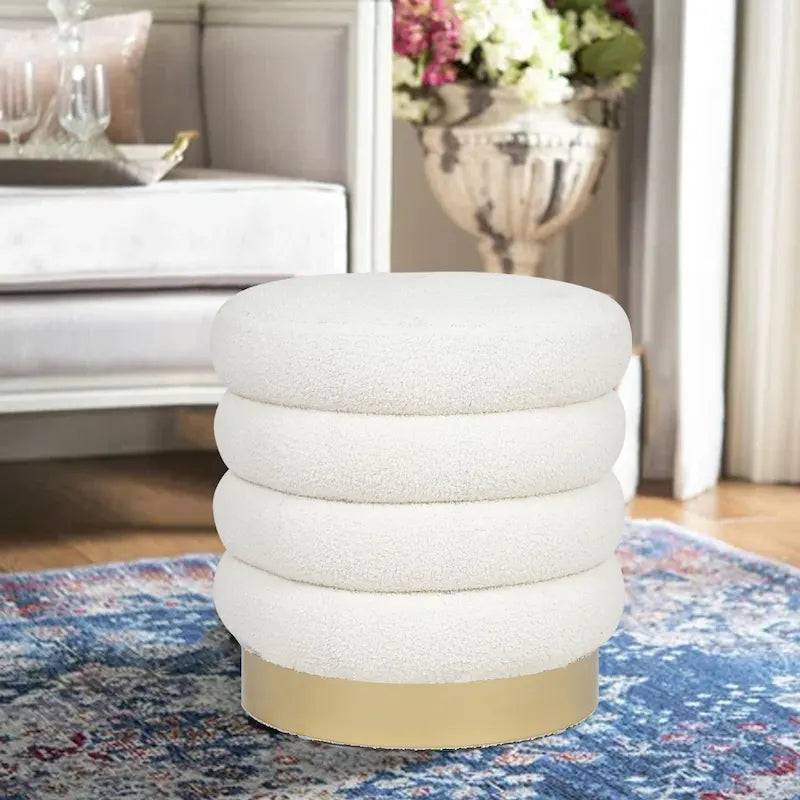 Round Velvet Ottoman Upholstered Foot Stool