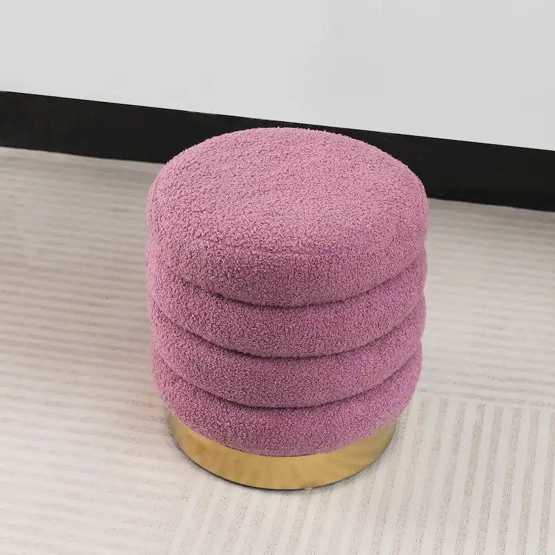Round Velvet Ottoman Upholstered Foot Stool