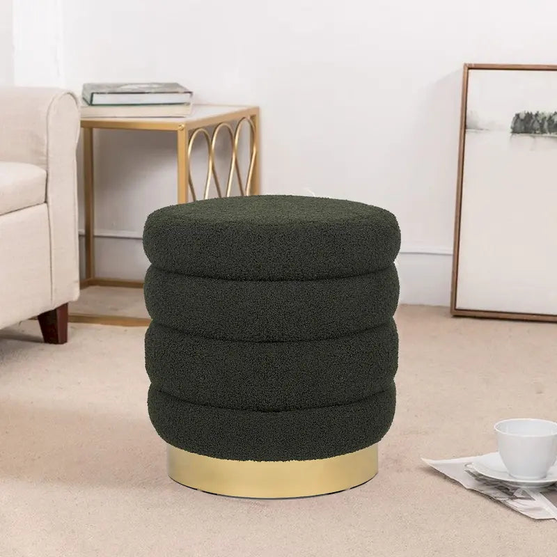 Round Velvet Ottoman Upholstered Foot Stool