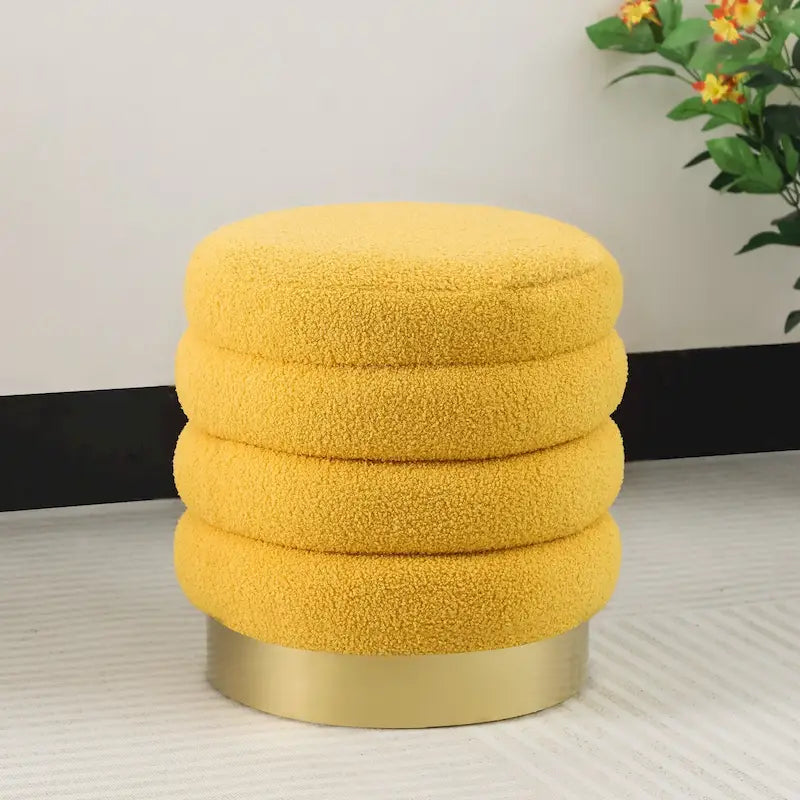 Round Velvet Ottoman Upholstered Foot Stool