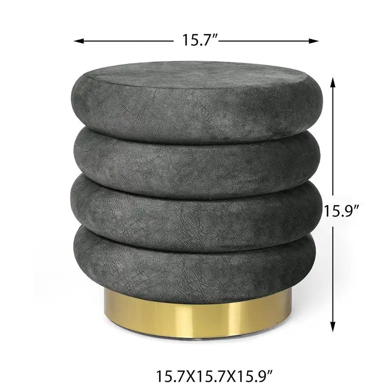 Round Velvet Ottoman Upholstered Foot Stool