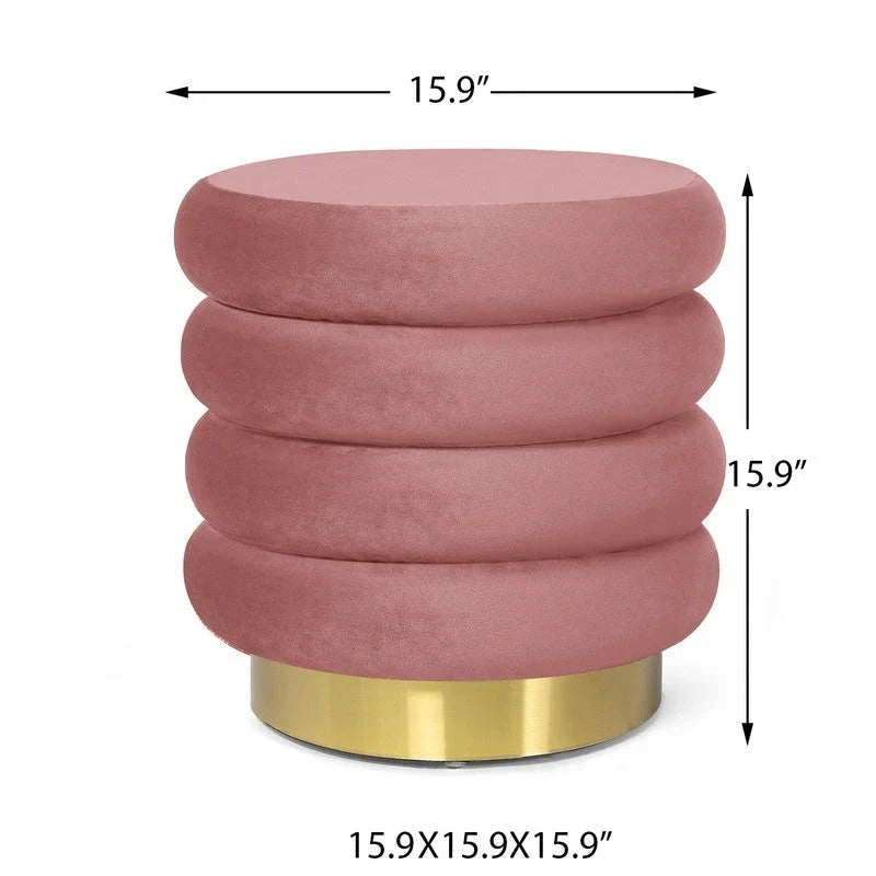 Round Velvet Ottoman Upholstered Foot Stool