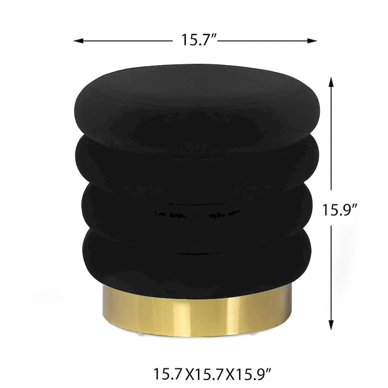 Round Velvet Ottoman Upholstered Foot Stool