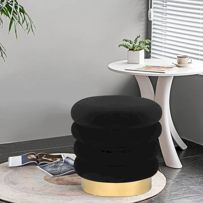 Round Velvet Ottoman Upholstered Foot Stool