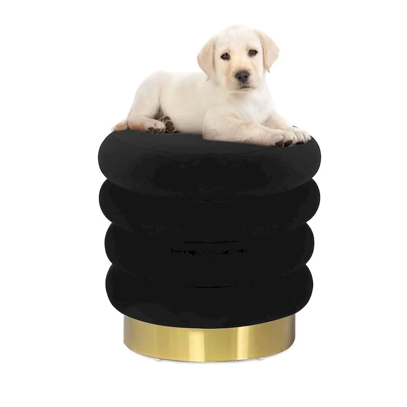 Round Velvet Ottoman Upholstered Foot Stool