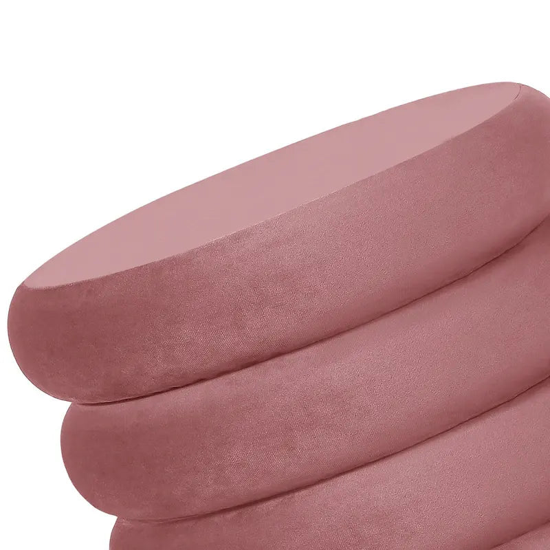 Round Velvet Ottoman Upholstered Foot Stool