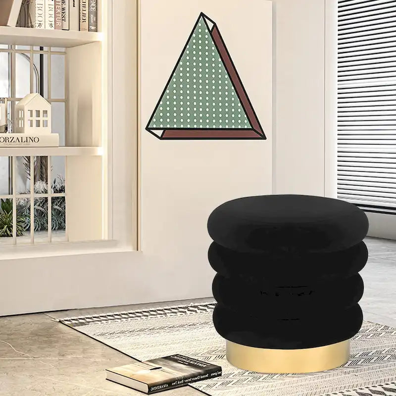 Round Velvet Ottoman Upholstered Foot Stool