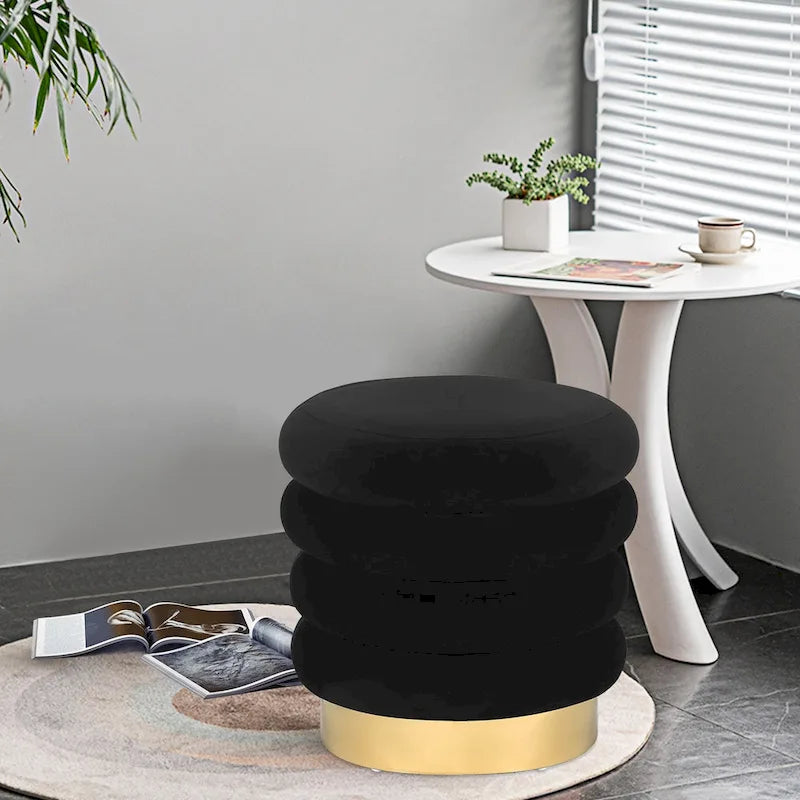 Round Velvet Ottoman Upholstered Foot Stool
