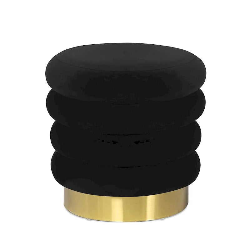 Round Velvet Ottoman Upholstered Foot Stool
