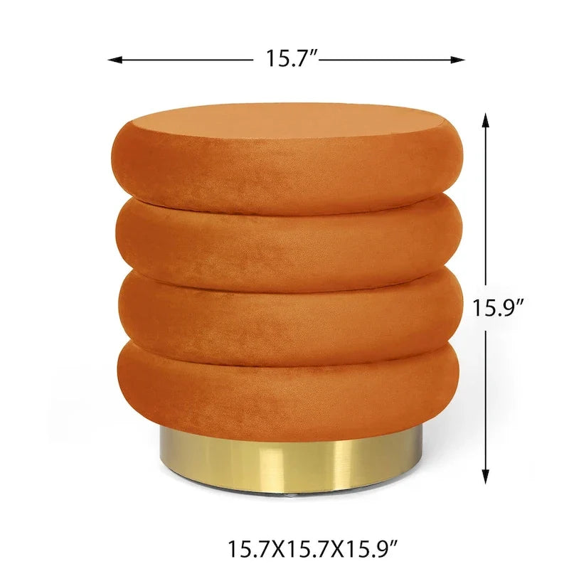 Round Velvet Ottoman Upholstered Foot Stool