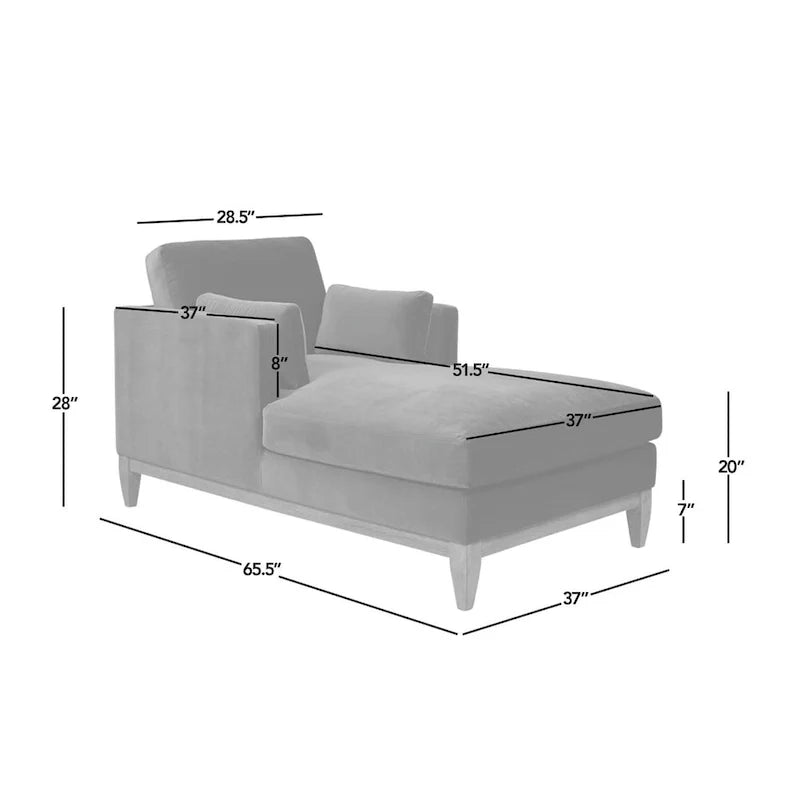 Chaiselongue mit Performance-Samtbezug, 65 Zoll